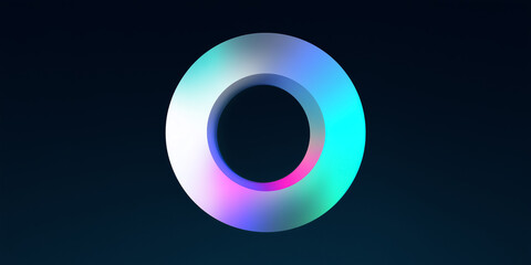 Wall Mural - Glowing neon circle creating vibrant light trails on dark background