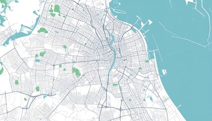  Urban map of a city with waterways and parks