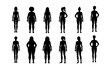 © Evi - Diverse female silhouettes representing various body types in black on white background