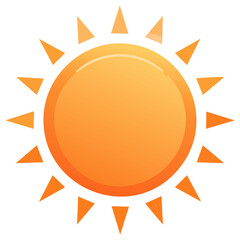 Wall Mural - Orange Sun Icon with Rays Graphic Representation of Sunshine and Light