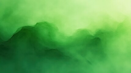 Abstract misty green fog resembling rolling hills or mountains with soft diffused light creating a calm and mysterious atmosphere