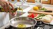 © True Stock - Pouring Olive Oil into a Pan for Cooking Fresh Vegetables