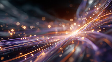 Wall Mural - energy flow: abstract image of glowing fiber optics, representing data streams, connecting the world