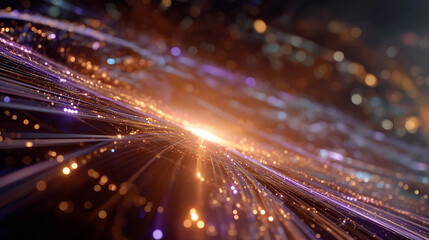 Canvas Print - technological luminescence: a captivating macro view of light beams, representing technology's dynam