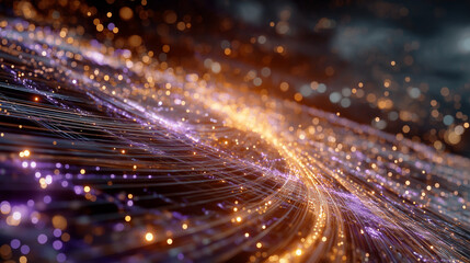 Canvas Print - abstract networked connections: a visual symphony of interwoven light, showcasing intricate data str