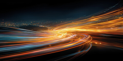 Canvas Print - dynamic light trails: a vibrant interplay of light trails streaks across the canvas, evoking a sense