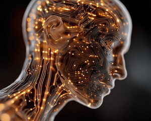 Canvas Print - mind's digital tapestry: a captivating visual narrative of the human mind interwoven with intricate 