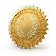 © Abid Ur Rehman - Golden Achievement Seal: A photorealistic rendering of a gleaming, gold seal of achievement, showcasing a laurel wreath with an ornate, embossed design to award success.