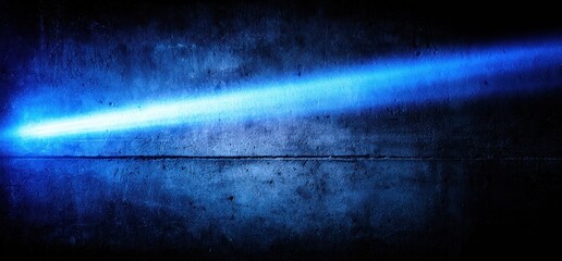 Wall Mural - Blue light beam on textured dark blue concrete