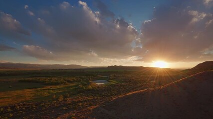 Sticker - Rural Landscape And Sunset - Timelapse