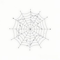 flat black and white of a spider web made of constellations