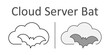 © Moch - Cloud Server with Bat Silhouette icon — spooky cloud storage symbol with flying bat, haunted tech Halloween design.