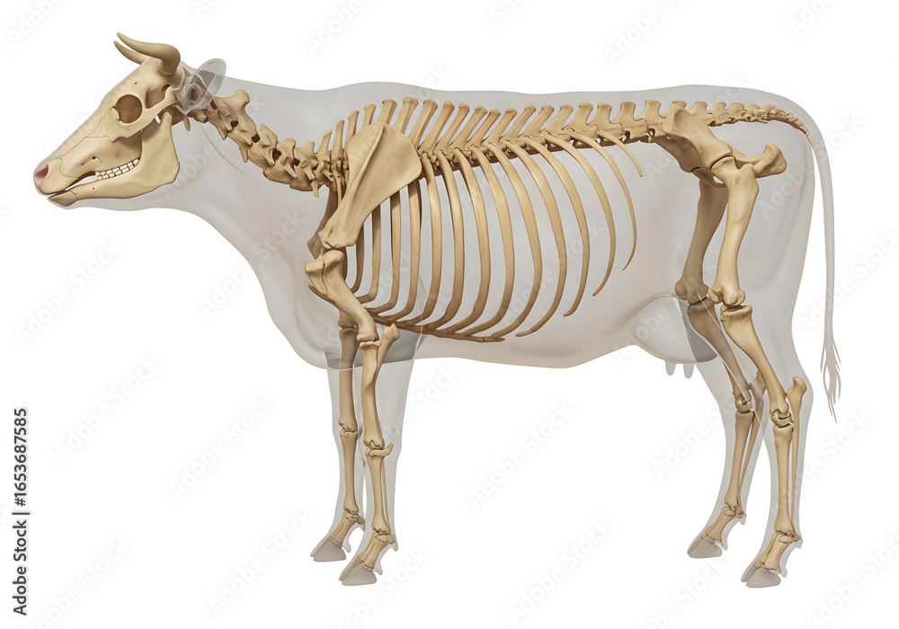 Cow skeleton anatomy illustration showing skeletal structure for ...