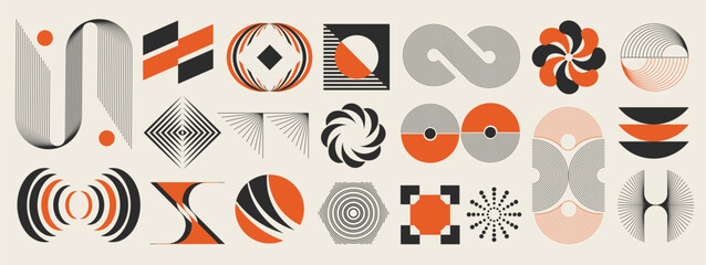 Canvas Print - abstract minimal element mid century vector set. aesthetic contemporary stripe line art, vintage geo