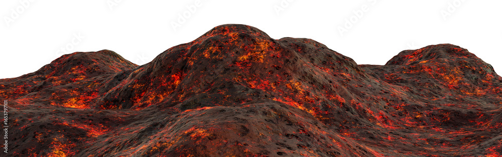 Frame of lava and magma mountain rock with isolated on transparent ...