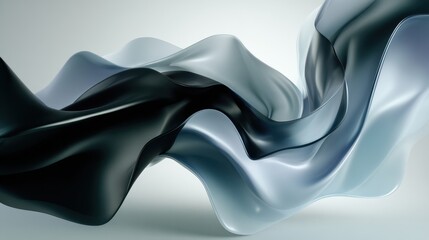 Wall Mural - Abstract Flowing Fabric Design With Blue And Black Colors