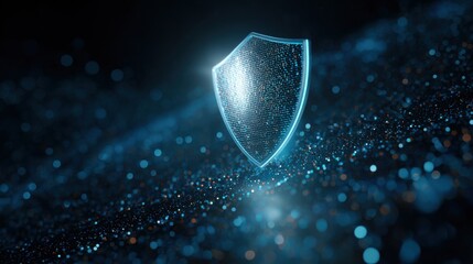Wall Mural - a blue shield with a light shining on it. the shield is surrounded by a lot of small dots