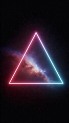 Wall Mural - Abstract Neon Triangle Glowing in Space Galaxy Background Illustration