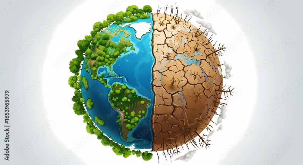Stock-Illustration „Conceptual illustration of planet Earth divided ...