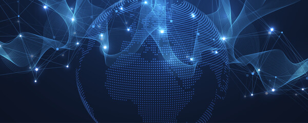 Wall Mural - global network connection concept. big data visualization. social network communication in the globa
