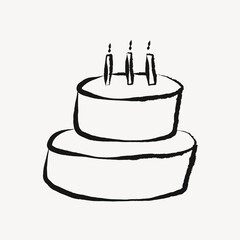 Wall Mural - Birthday cake, celebration doodle in black