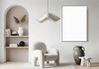 © Nasir55 - Mock up poster frame in modern interior background, living room, Scandinavian style, 3D render, 3D illustration