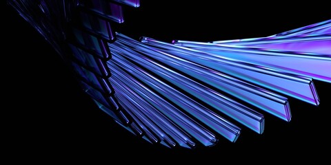 Wall Mural - abstract dark background, futuristic glass structure, 3d render