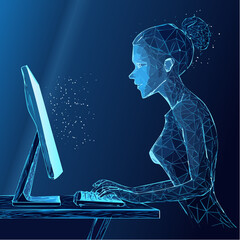 Futuristic Programmer Wireframe Vector