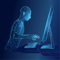 Futuristic Programmer Wireframe Vector