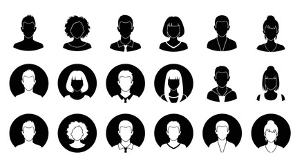 Wall Mural - Diverse Set of Abstract Human Profile Icons for User Interface and Web Design