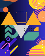 Wall Mural - Abstract Geometric Background in a Retro Memphis Style