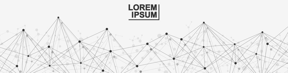 Wall Mural - global network connection website header or banner design. abstract background with connecting dots 
