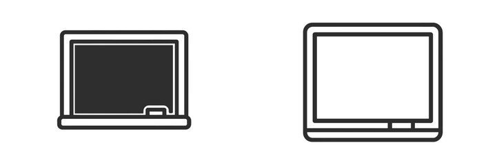 Modern laptop and open blank screen in simple vector design