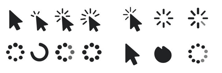 Various cursor icons for digital interface design in vector style