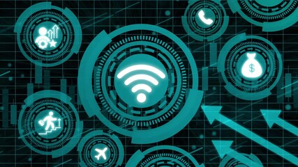 Wall Mural - wifi Icon concept. Financial success concept on virtual screen. Business, technology, internet and networking