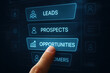 © ParinApril - Sales funnel concept with finger selecting opportunities on digital screen