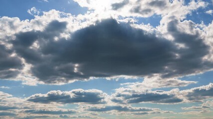 Wall Mural - a beautiful blue sky with soft white clouds, timelapse for abstract background