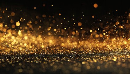 Golden glitter bokeh on a dark background