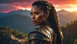 © dhea - Warrior Woman at Sunset, Intricate Armor, Dramatic Pose