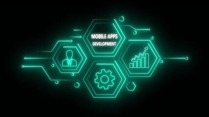 Abstract neon Hud knowledge ability business gear icon Glowing neon line concept. Glowing 