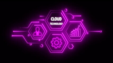 Abstract neon Hud knowledge ability business gear icon Glowing neon line concept. Glowing 