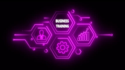 Abstract neon Hud knowledge ability business gear icon Glowing neon line concept. Glowing 