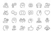 © iiierlok_xolms - Positive thinking web icons in line style. Lifestyle, charity, optimism, happiness, psychology, love, collection. Vector illustration.