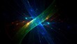 © atm - A vibrant, abstract design features luminous, translucent ribbons of color intersecting against a dark background.