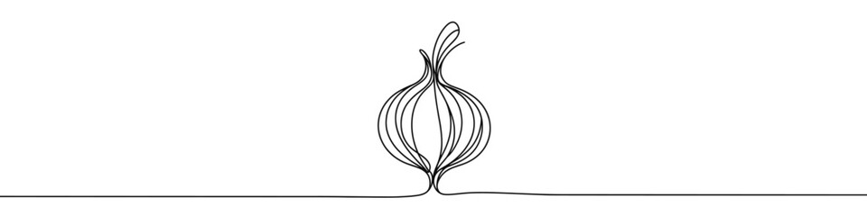 Onion icon. Continuous one line drawing of onion. Onion in one line style, isolated on white background. Vector illustration.
