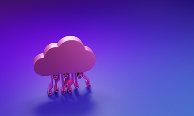 Wall Mural - pink internet of things icon isolated on purple-blue background. cloud computing design concept. dig