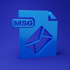 Wall Mural - blue msg file document. download msg button icon isolated on blue background. msg file symbol. minim