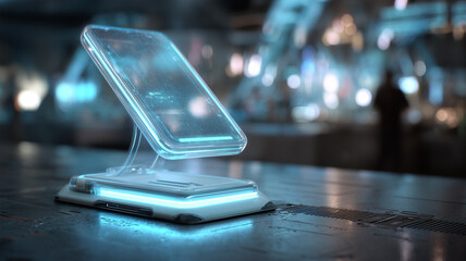 Futuristic device on metallic surface
