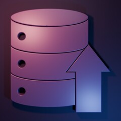 Wall Mural - purple server, data, web hosting icon isolated on purple-blue background. minimalism concept. 3d ren