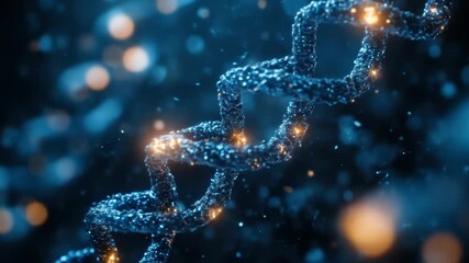 DNA helix rotating in abstract science background